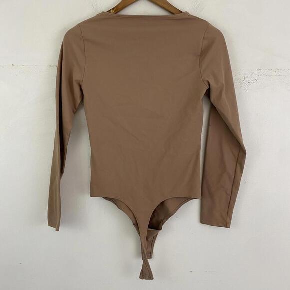 ABERCROMBIE brown bow cut out long sleeve bodysuit - Picture 3 of 5